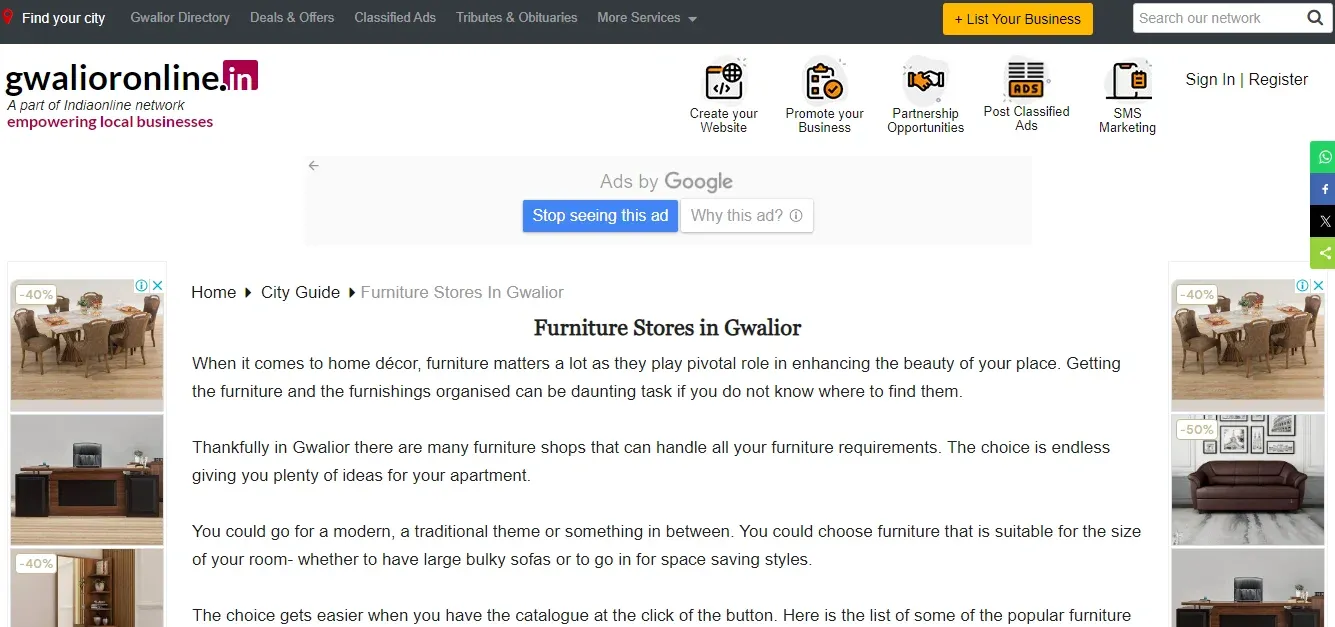 Gwalior Online Top 10 Furniture Store In Gwalior