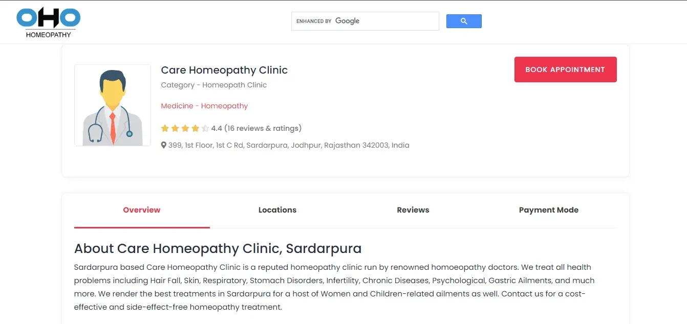 Care Homeopathy Clinic, Jodhpur